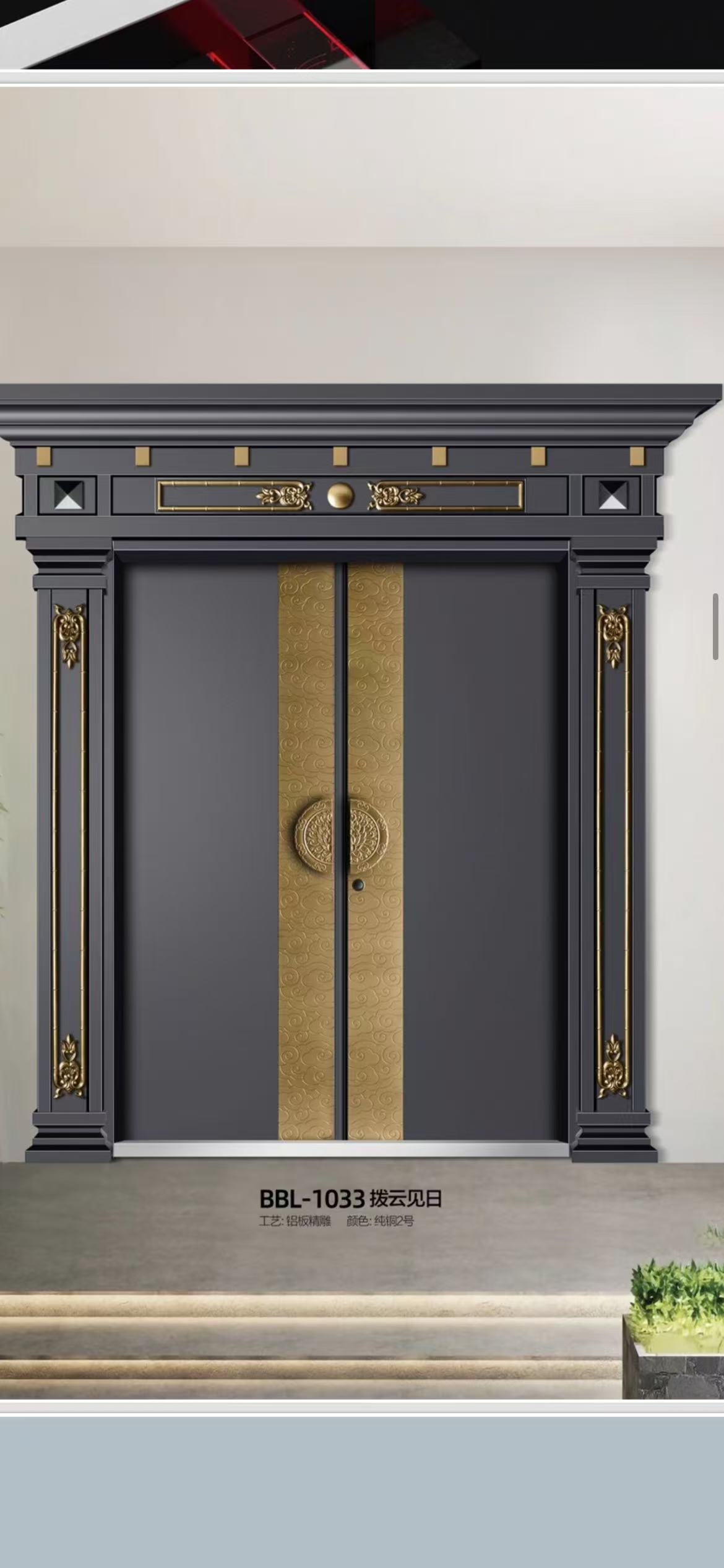 农村别墅自建房锌合金铸铝新中式入户防盗门堂屋门