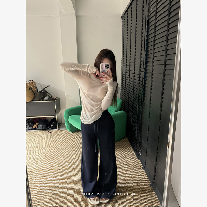 YISHEZ “压箱宝”阔腿卫裤宽松美式垂感直筒运动裤女