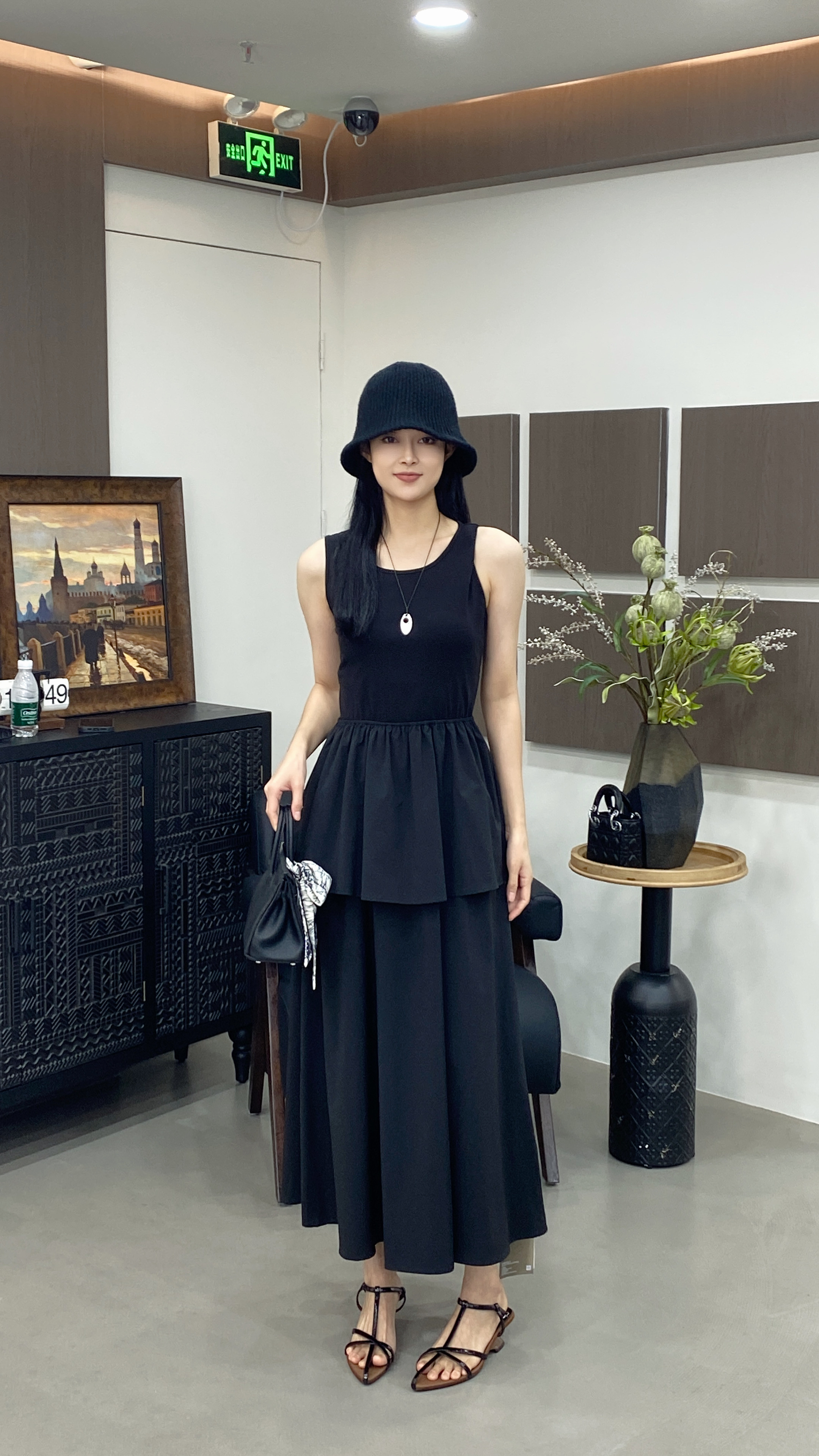 杨杨 曦XI- (罗马假日裙)假两件拼接连衣裙/60001无袖款