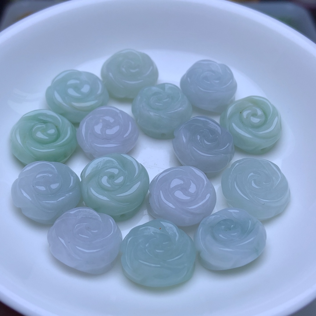 未镶嵌手链翡翠冰玫瑰花戒指3个