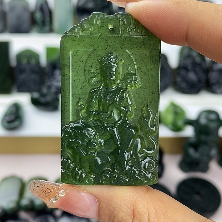 蛇纹石玉未镶嵌文殊菩萨