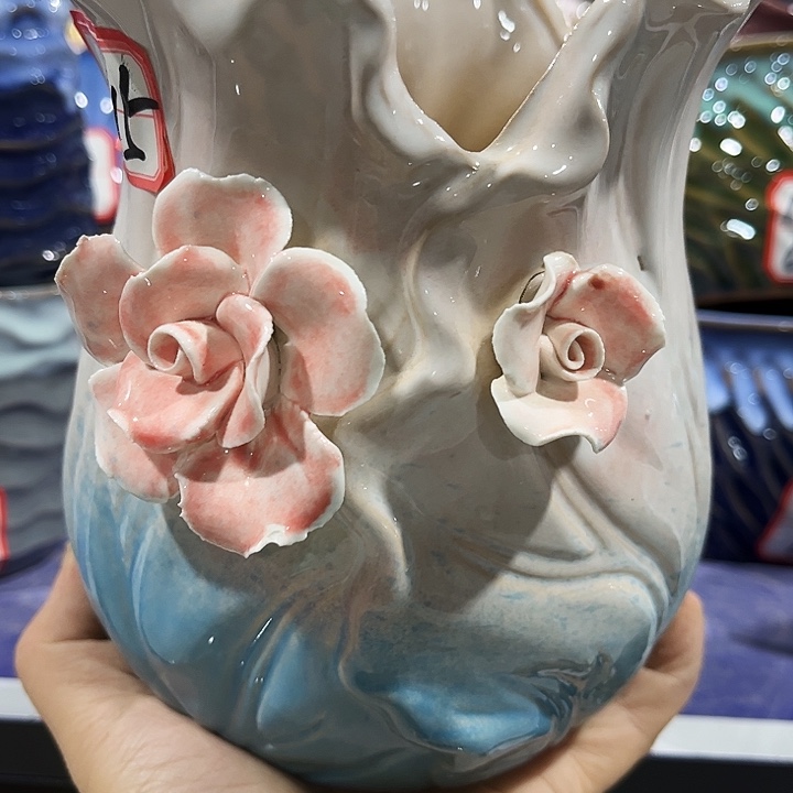 瓷片花盆多肉植物艺术品