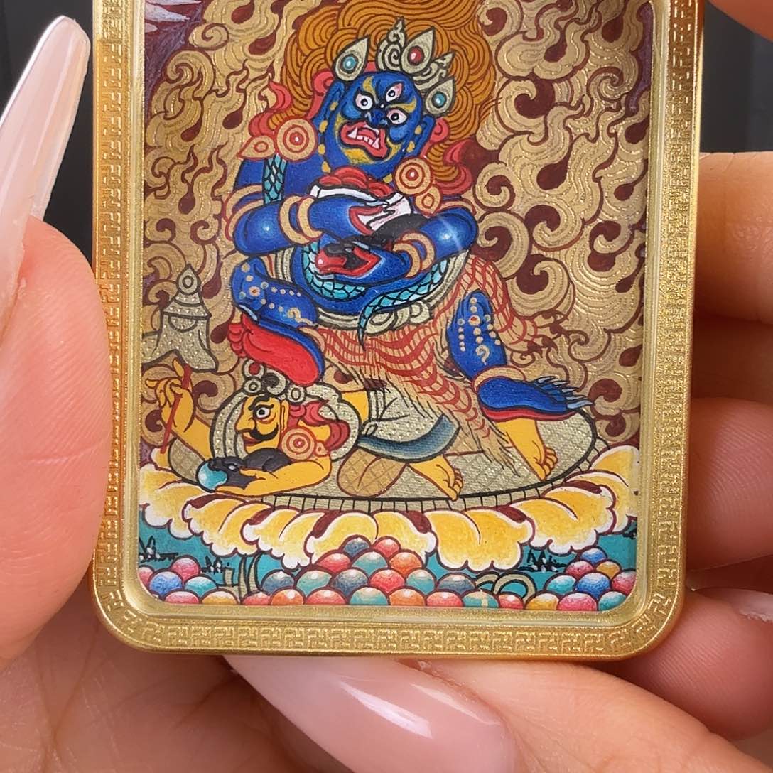吊坠全手绘热贡唐卡黑财神