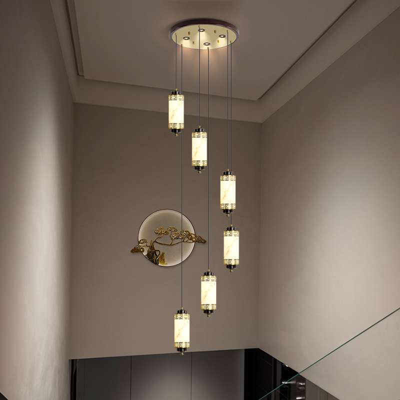 福灯堡楼梯灯新中式创意创意简约别墅酒店大气轻奢个性旋转北欧