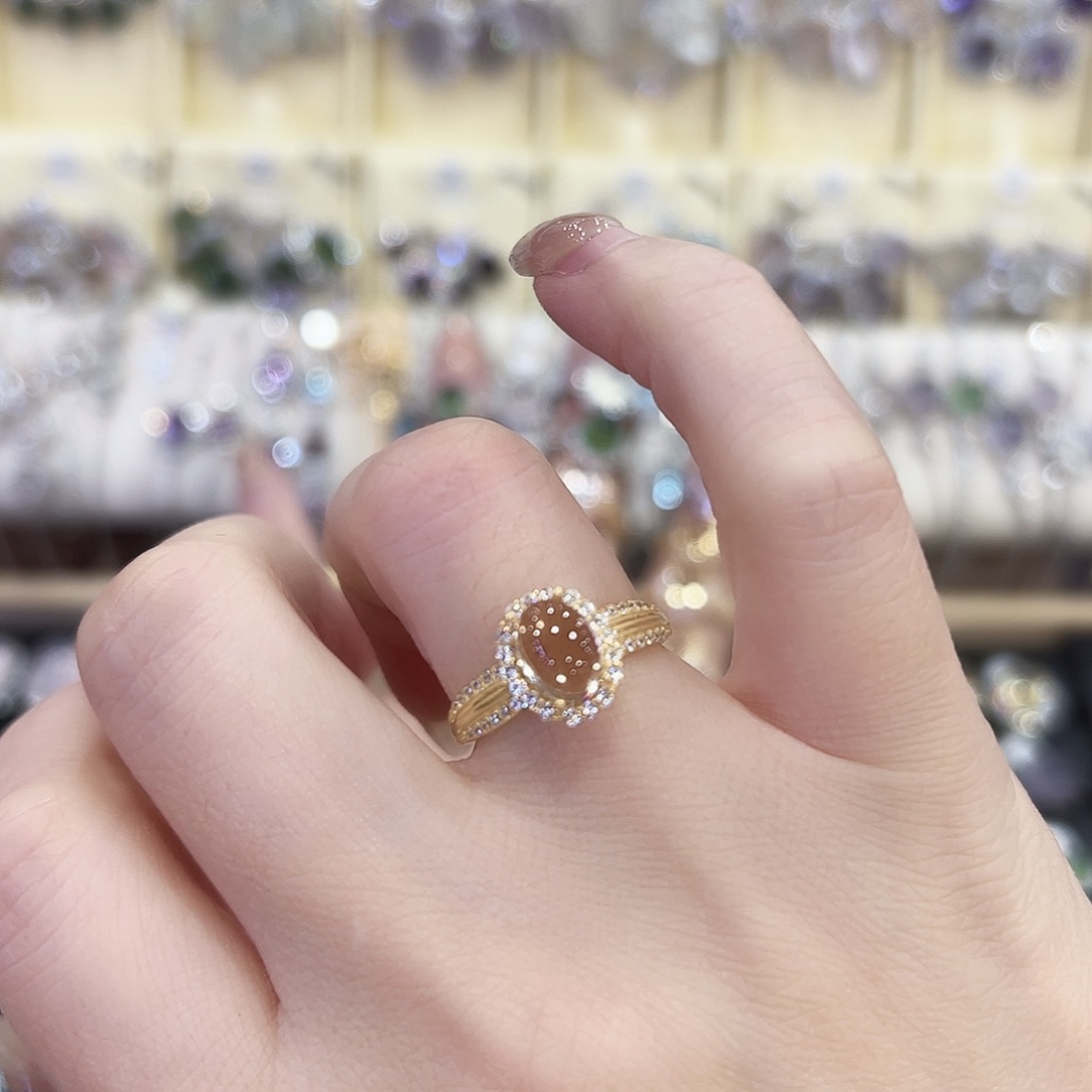 戒指黄晶银S925镶嵌