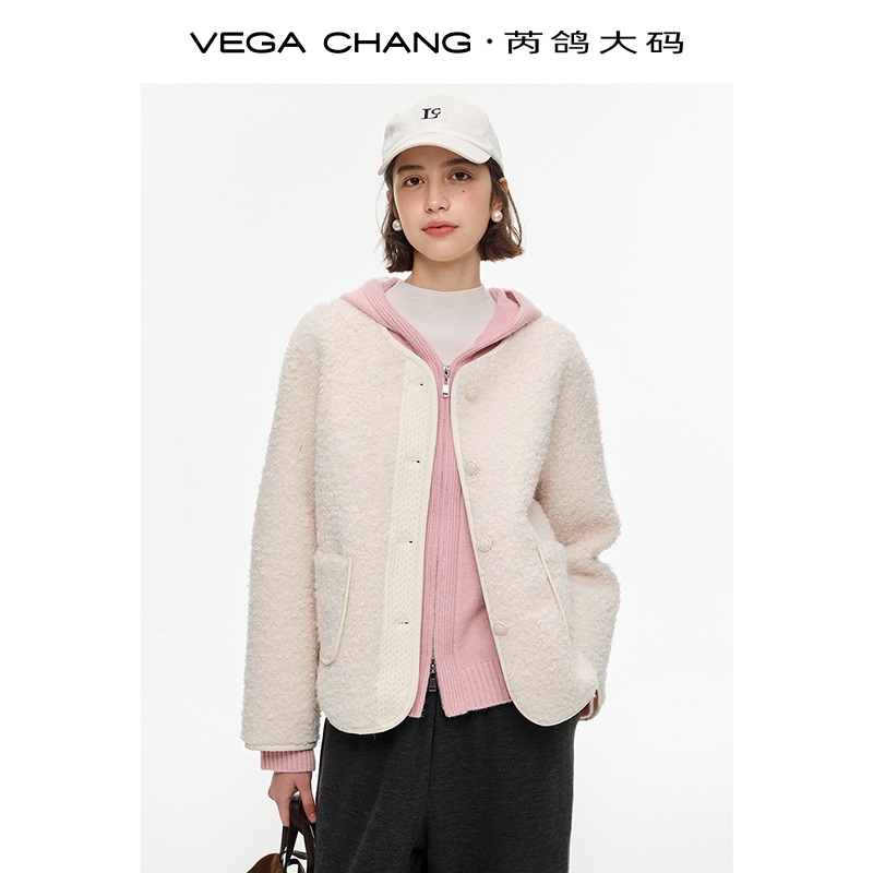 芮鸽微胖定制【暖冬纪事】皮毛一体外套短款羊羔绒微胖mm上衣0254JQ