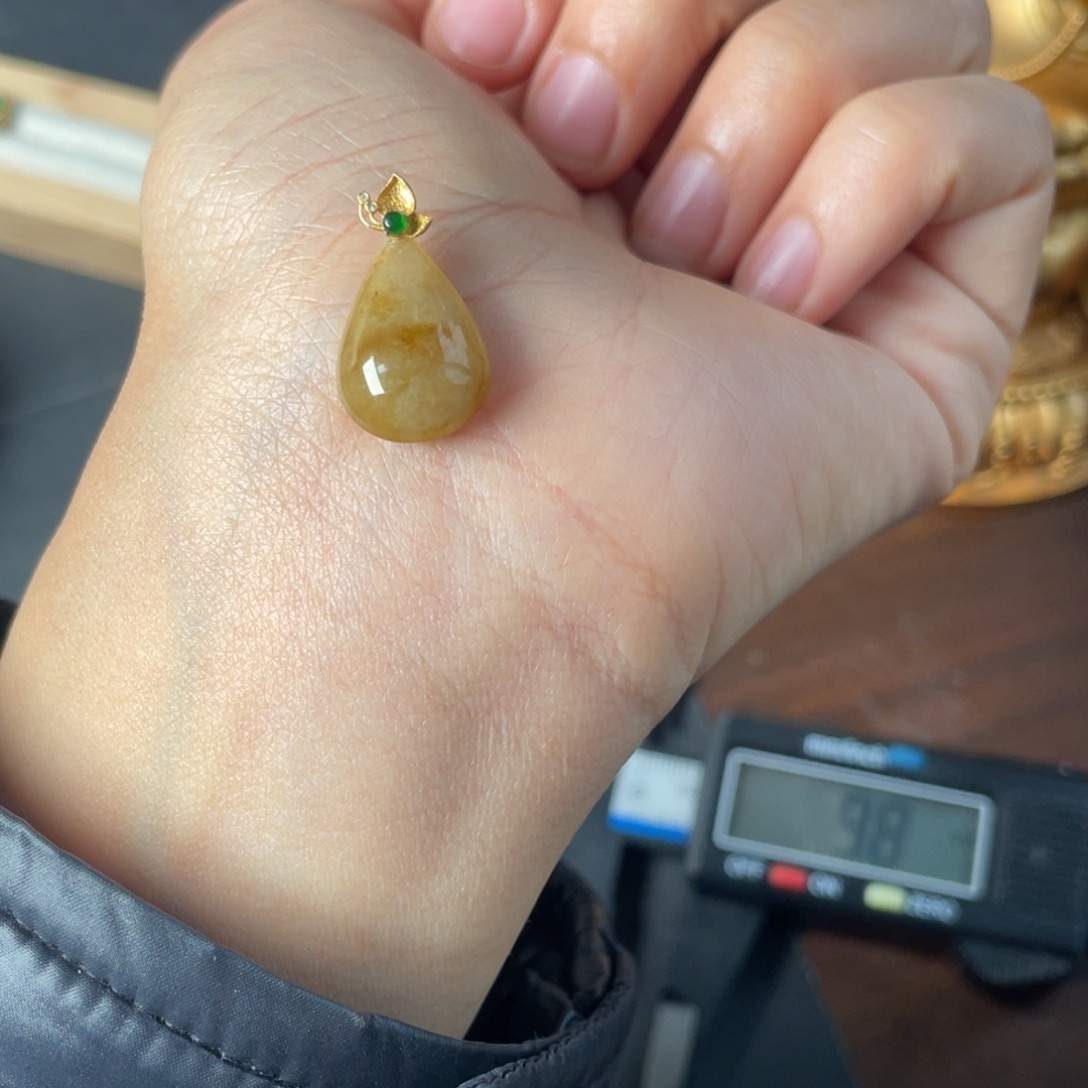 吉***祥翡翠18K金镶嵌颈饰