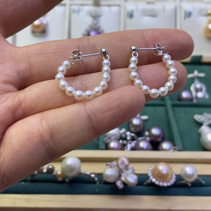 淡水珍珠耳饰银S925镶嵌