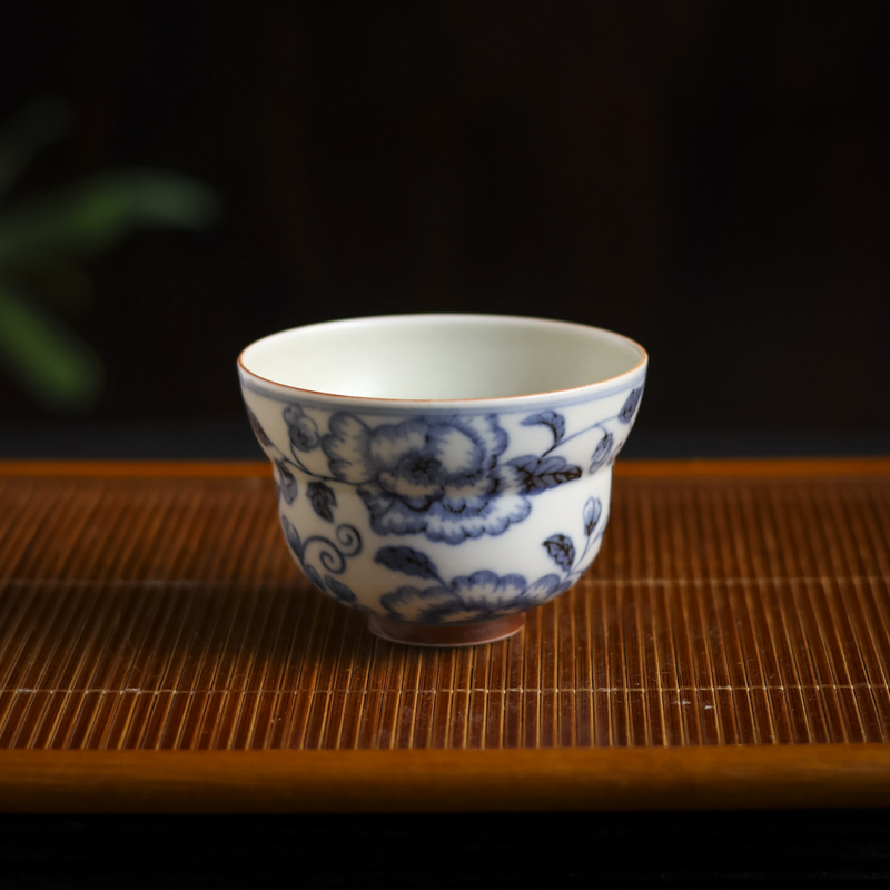 【非遗好物】单线缠枝月季花-墨冉-葫芦型杯100ML（新墨冉0233）