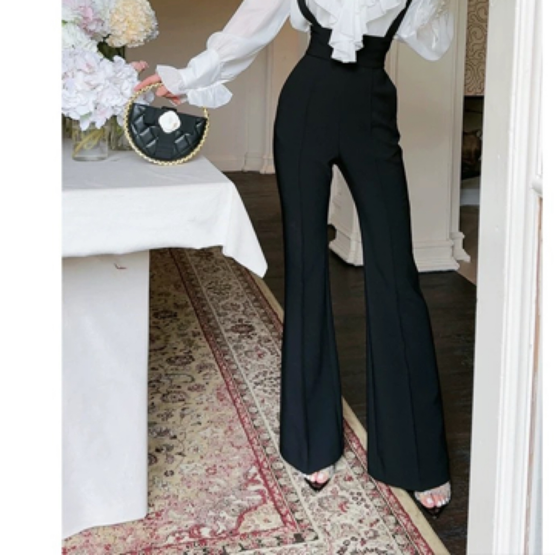 高腰魅影-黑色背带裤