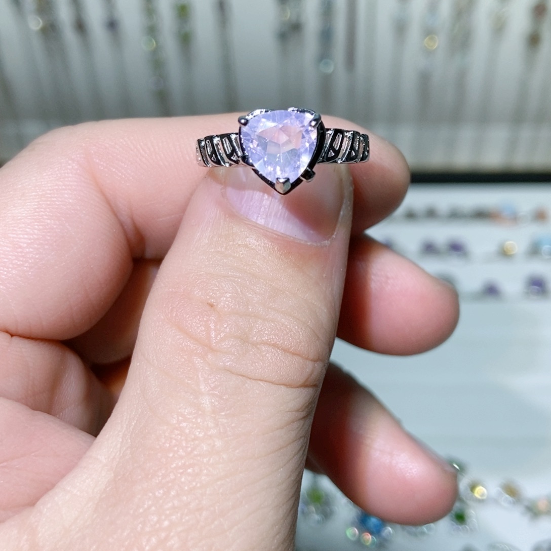 绿水晶戒指银S925镶嵌