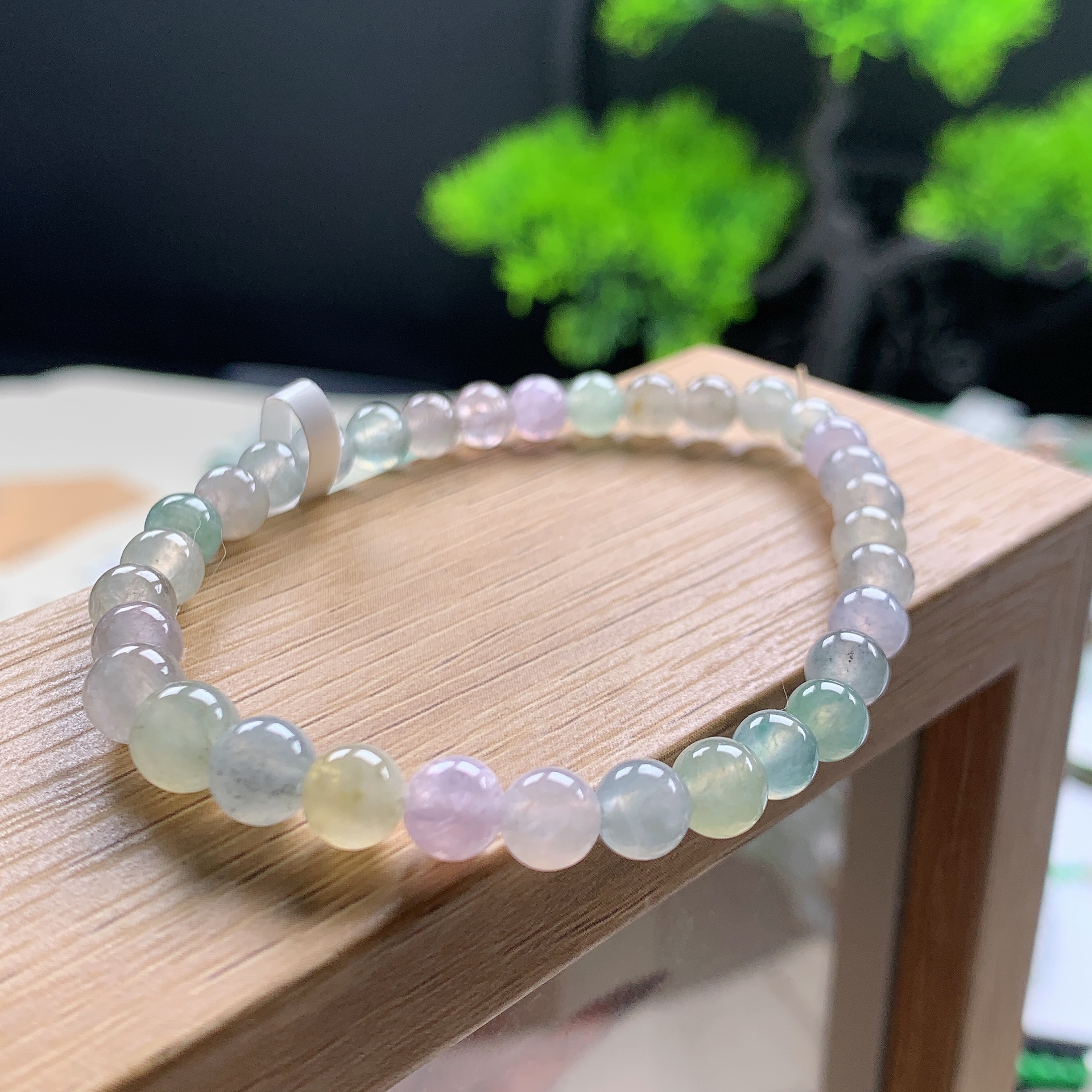 纯天然缅甸A货翡翠起冰钢特色渐变马卡龙卡5.2mm~6.2mm