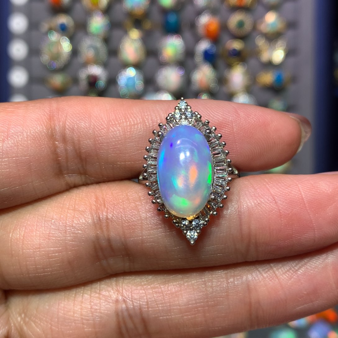 欧泊戒指款式银S925镶嵌