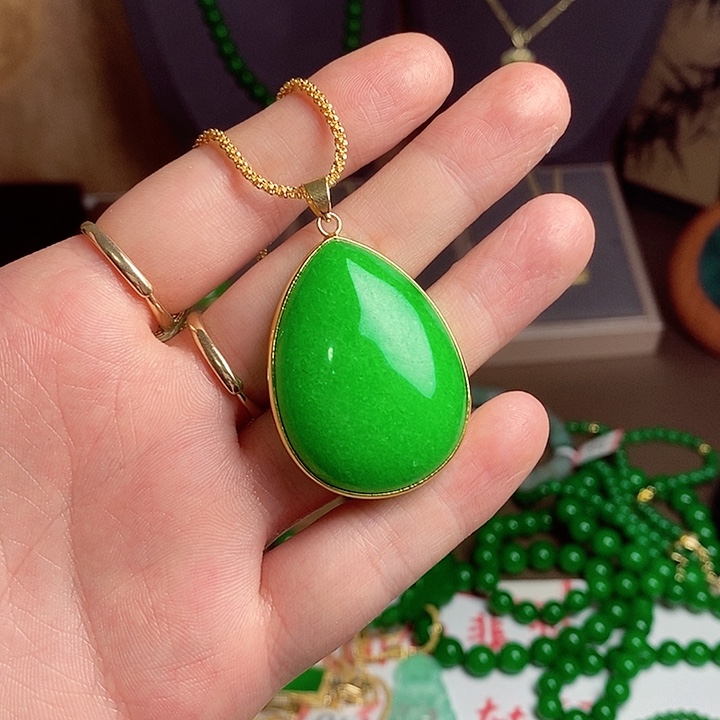 翡翠18K金镶嵌吊坠(赠链)7