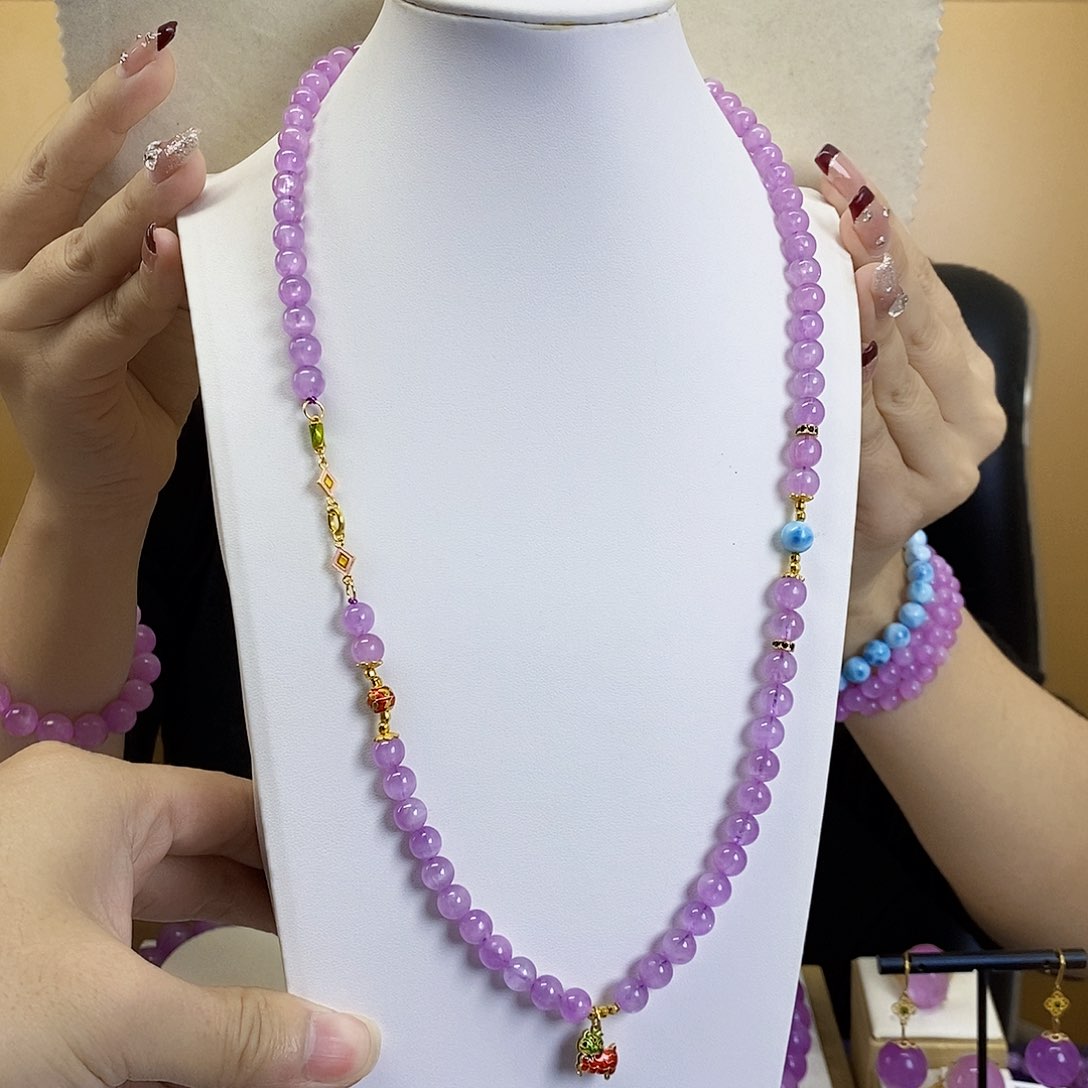 锂辉石紫锂辉高冰收藏级DIY毛衣链7+未镶嵌