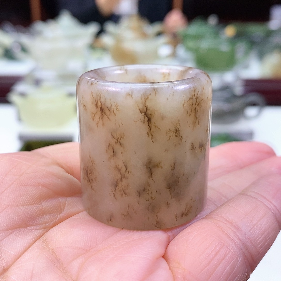 和田玉未镶嵌挂件横**马扳指圈号22.4