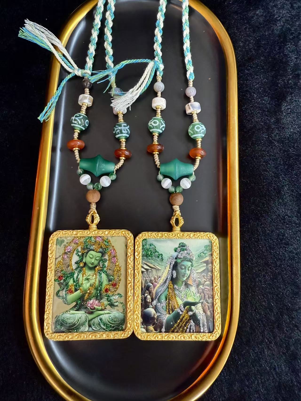 【灰姑娘原创】绿度母大方牌编绳多宝项链M3495多样性发一