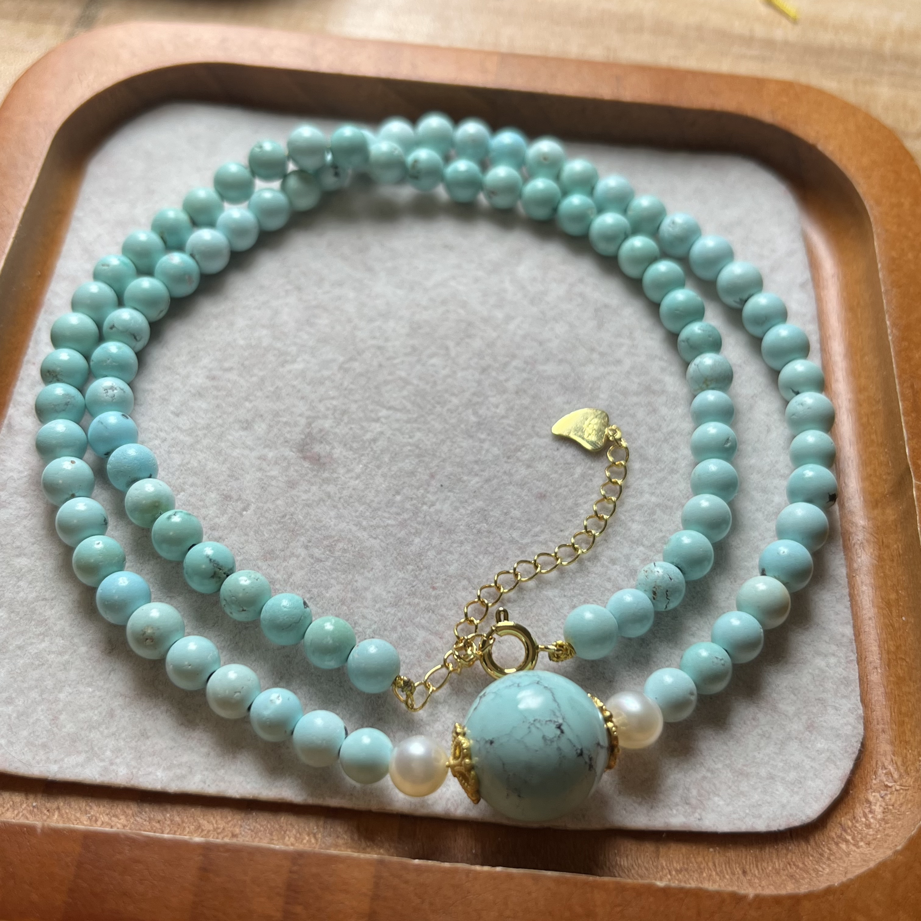 原矿无优化天空蓝绿松石仙女锁骨链项链5.4mm左右20克保真正品