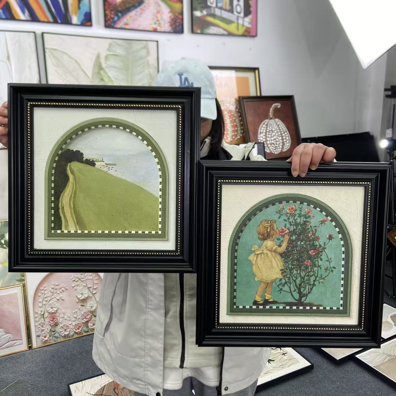 ED24法式复古风格欧式玫瑰女孩挂画卧室玄关小众艺术装饰画40-40