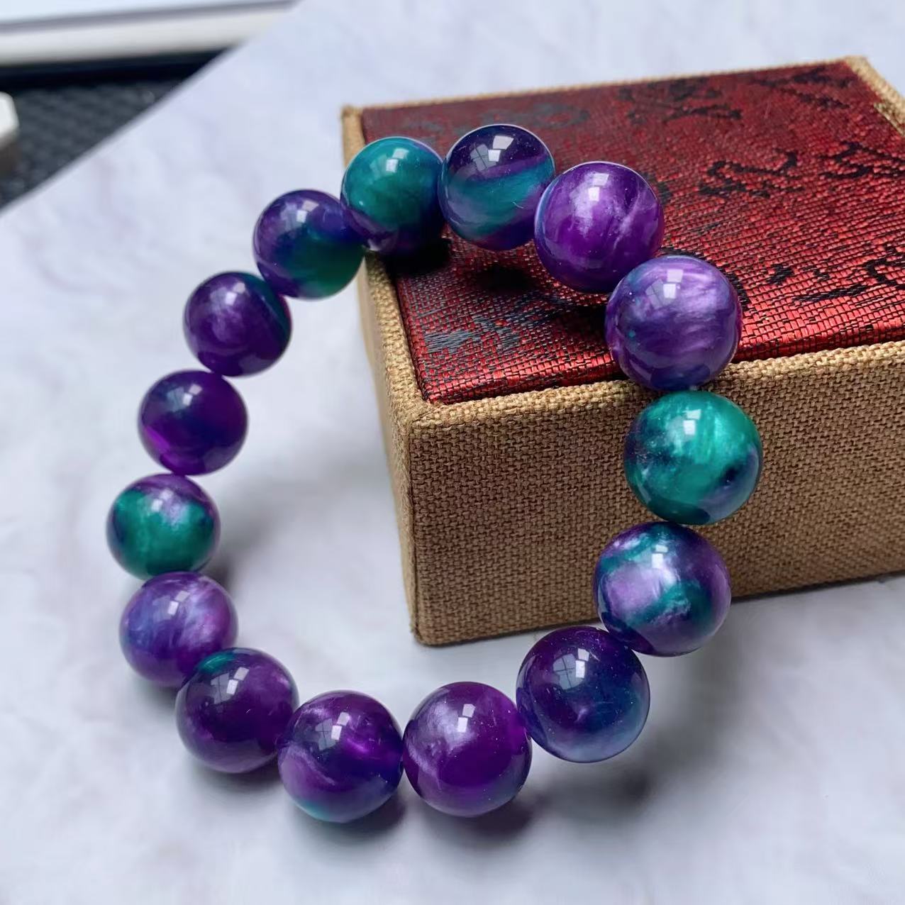 B179紫绿溜手链14M