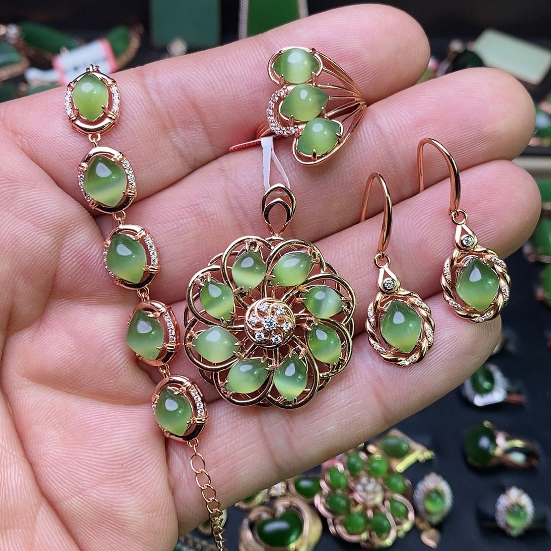 和田玉（碧玉）套装银S925镶嵌