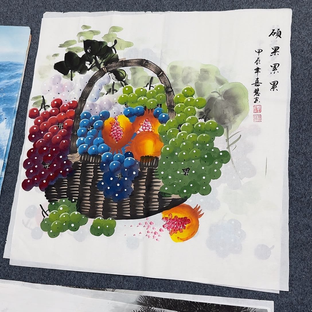 国画尺寸70X70手绘作品