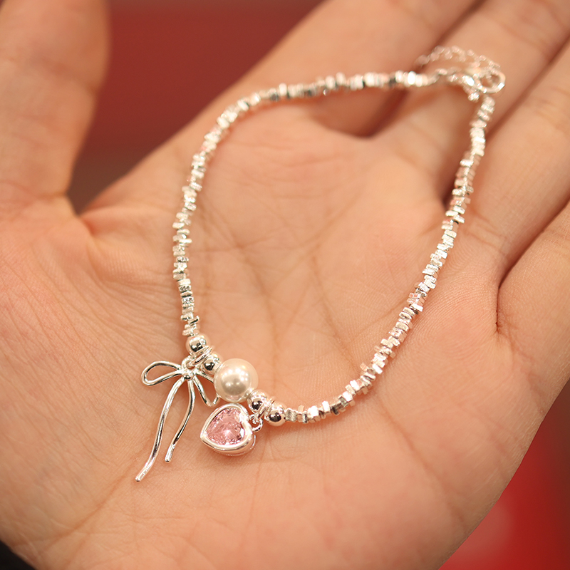 9999碎银粉爱心蝴蝶结珠珠配件S73