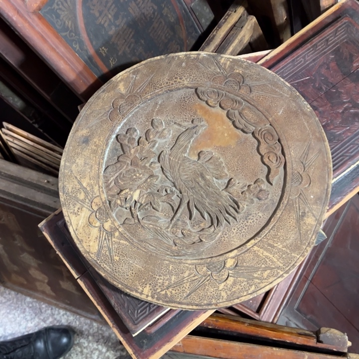 巴***1香榧木老木雕花板艺术