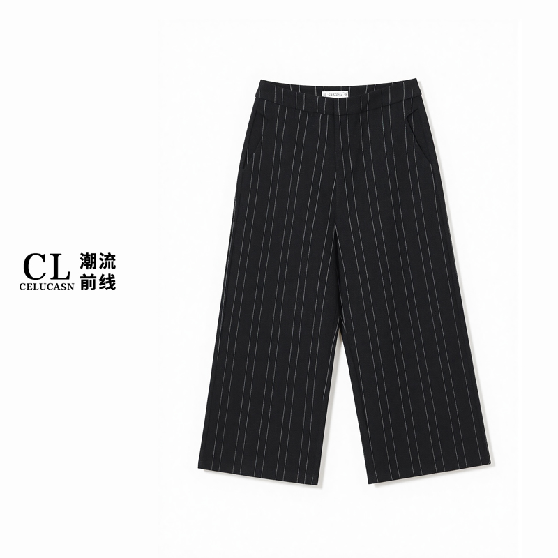 K6VB1594#冬季潮流女装简约休闲风阔腿垂感直筒裤毛呢阔腿裤八分