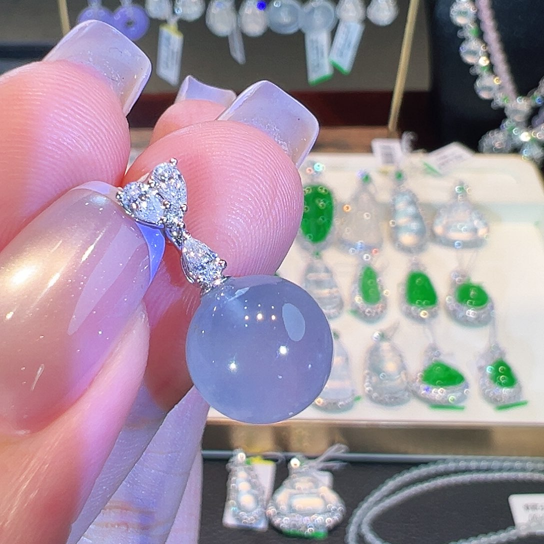 翡翠18K金镶嵌吊坠(不含链)翡翠