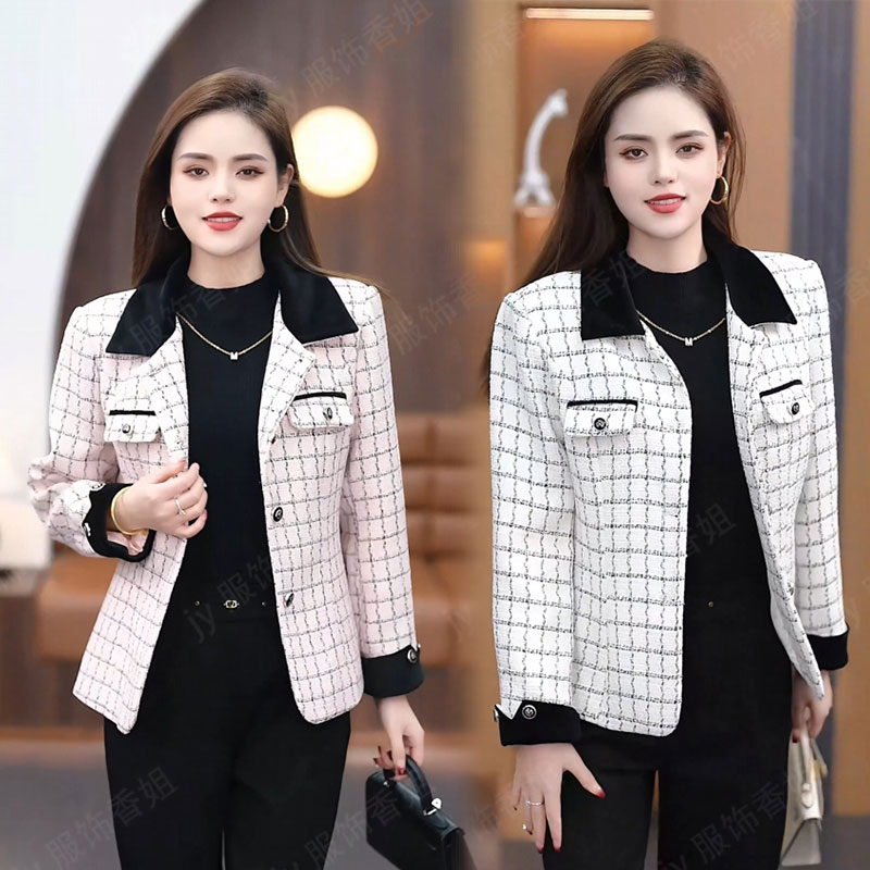 新款小个子百搭休闲洋气小香风外套女春秋款气质显瘦时尚短款上衣