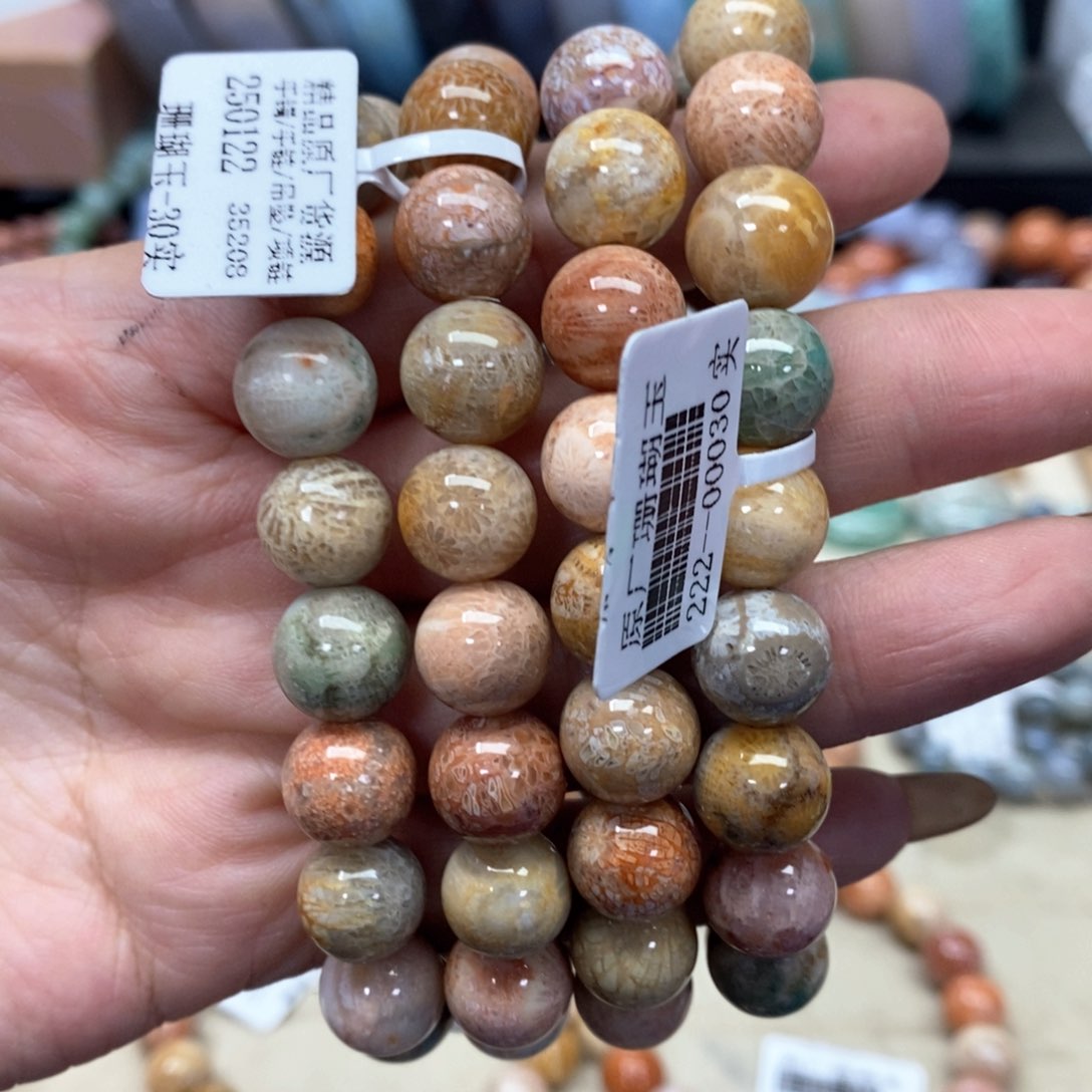 硅化珊瑚（珊瑚玉）手链未镶嵌我***肉371