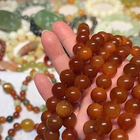 ༺***༻蛇纹石玉未镶嵌手串