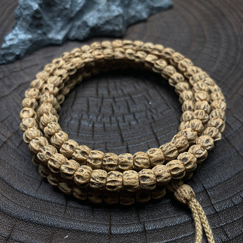 【直切·方块多棱满坑鬼龙脊】热振百香籽手串奶油黄玉化皮高密度108