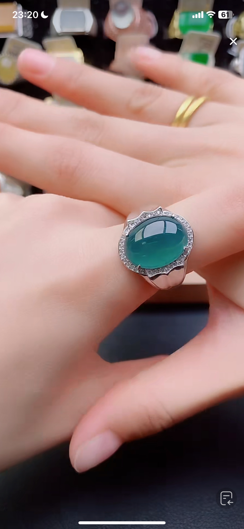 天然翡翠戒指s925银男戒