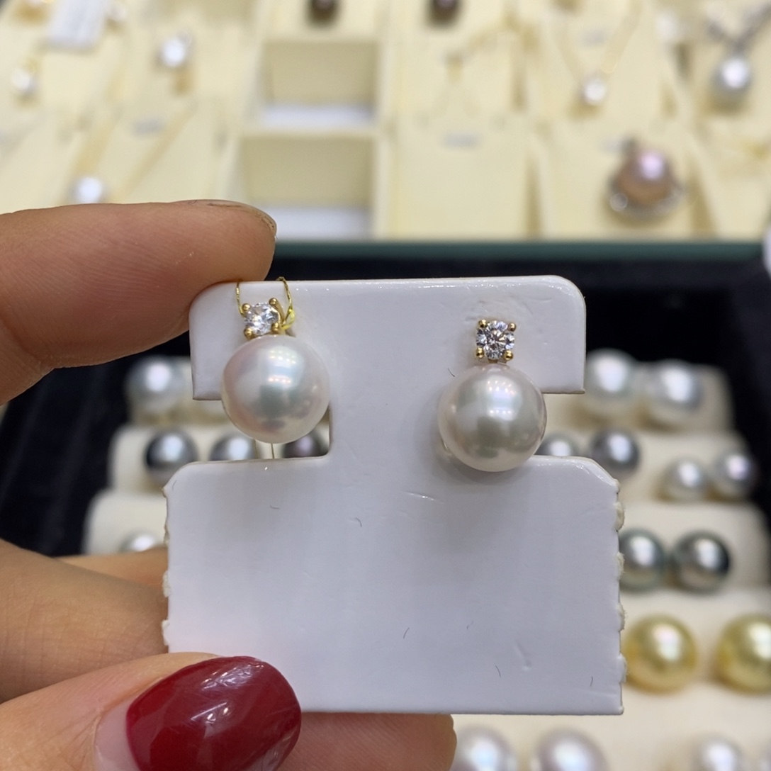 海水珍珠耳饰18K金镶嵌