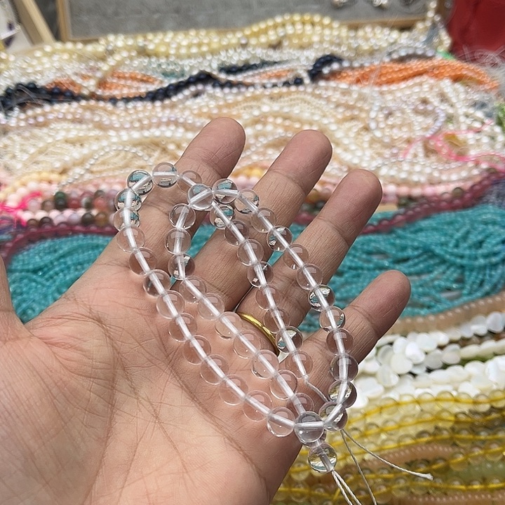 玛瑙/玉髓珠宝半成品未镶嵌一条8mm净体白水晶