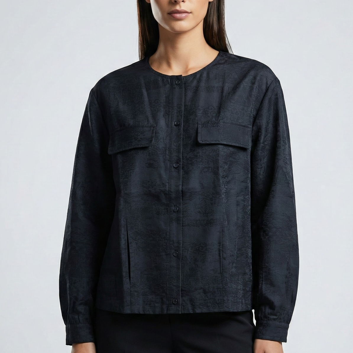 孤品样衣衬衫--夏季轻薄短款提花衬衫开衫37576