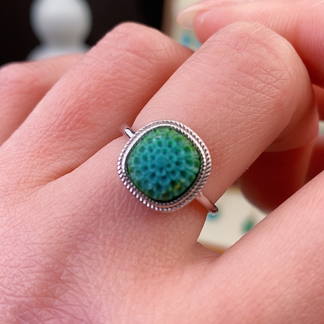 绿松石银S925镶嵌戒指