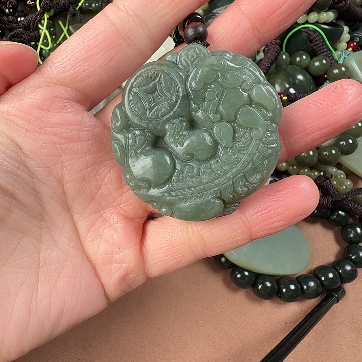 和田玉颈饰银S925镶嵌