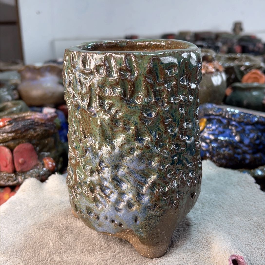 红陶粗砂陶手工花盆