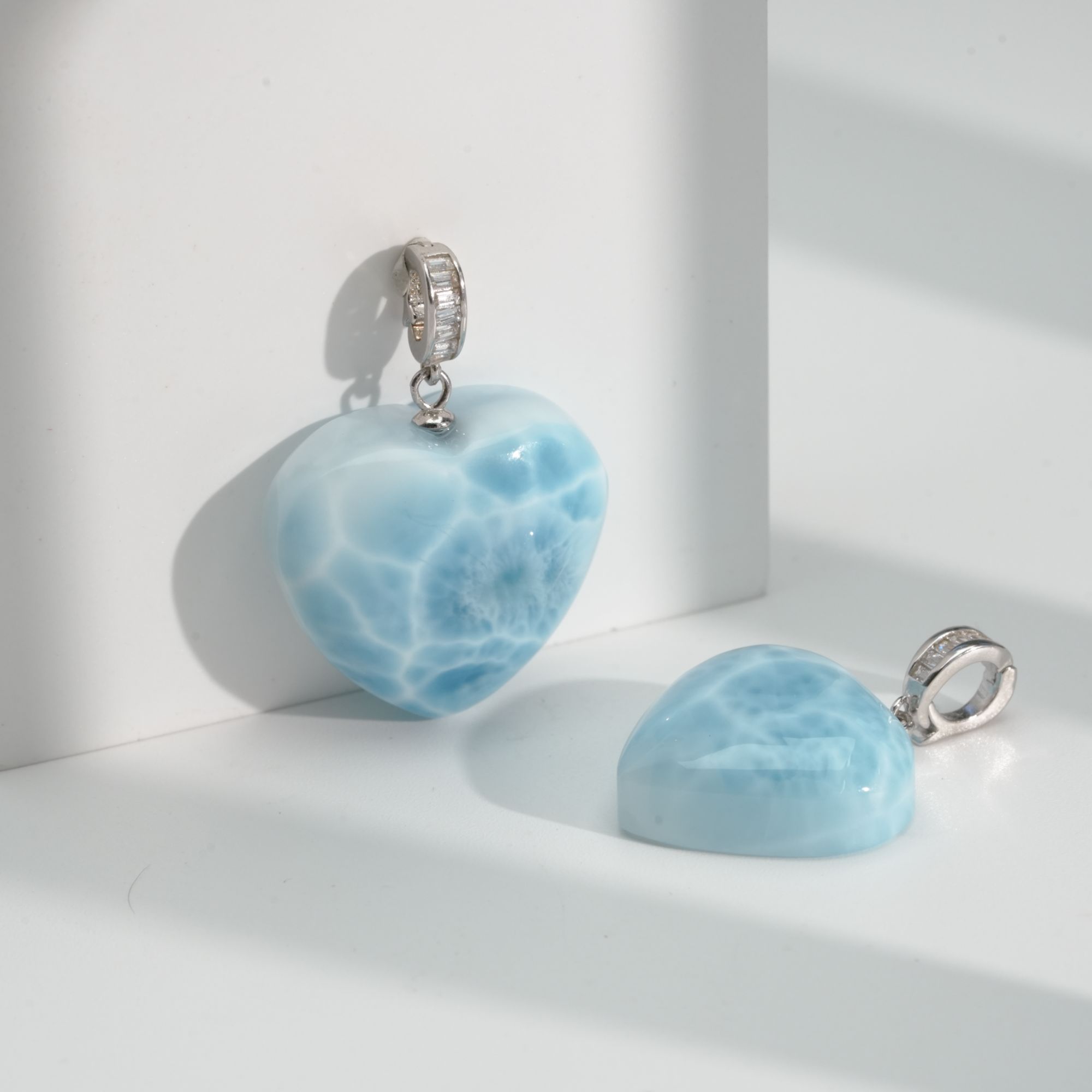 【小北好物】S925银海纹石心形吊坠【多样性发一件】QK20X355