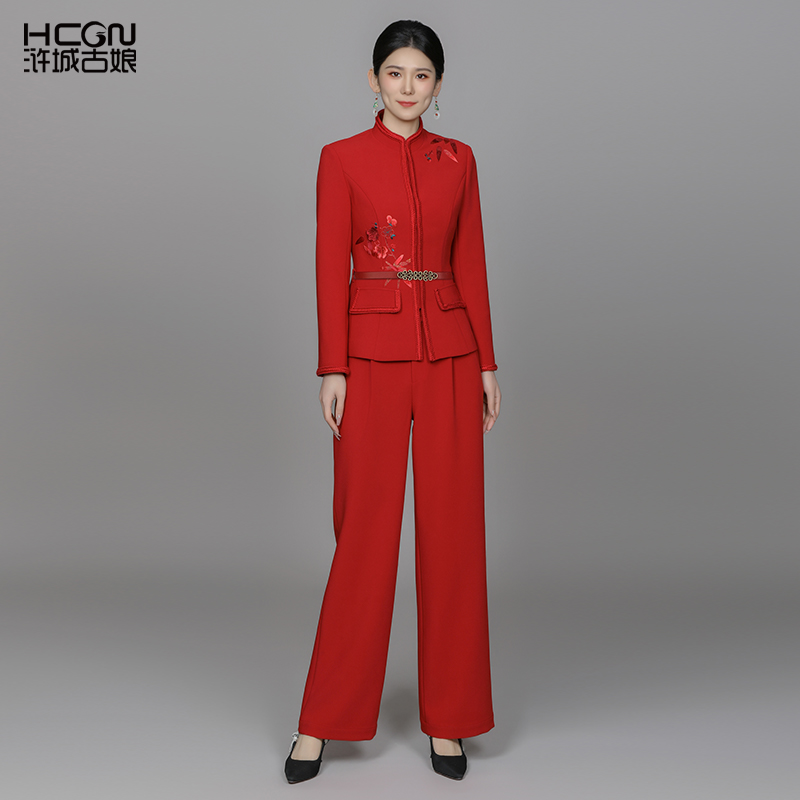 中国风精致刺绣西服修身显瘦气质复古菱歌套装ACL181070+ACL19728