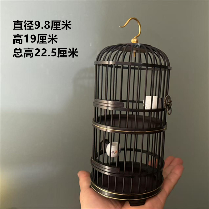 红木手工自制蝈蝈笼子红檀木乌木紫光檀双层双格圆形方形鸣虫笼子