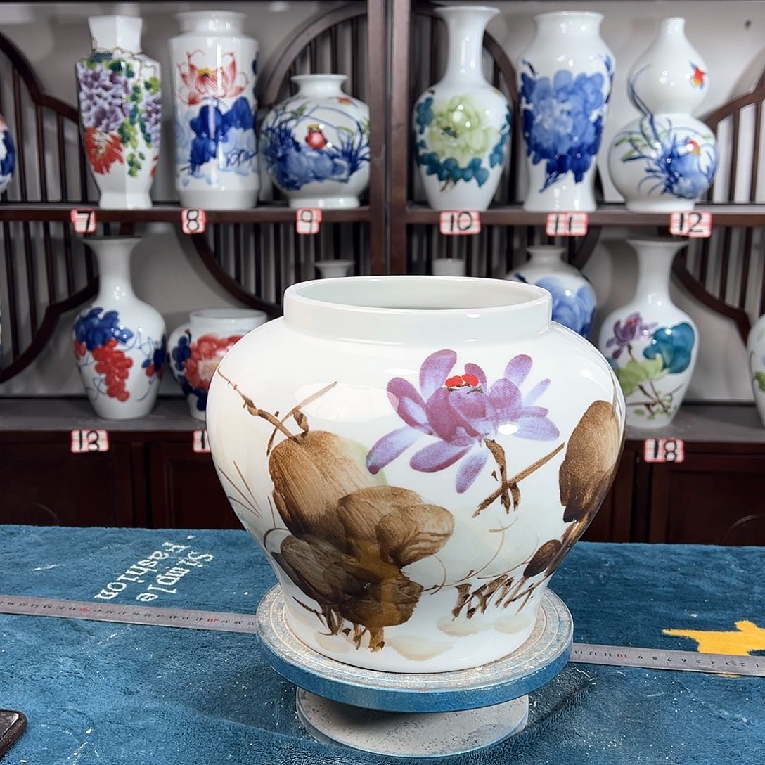 摆件景德镇陶瓷大口茶荷