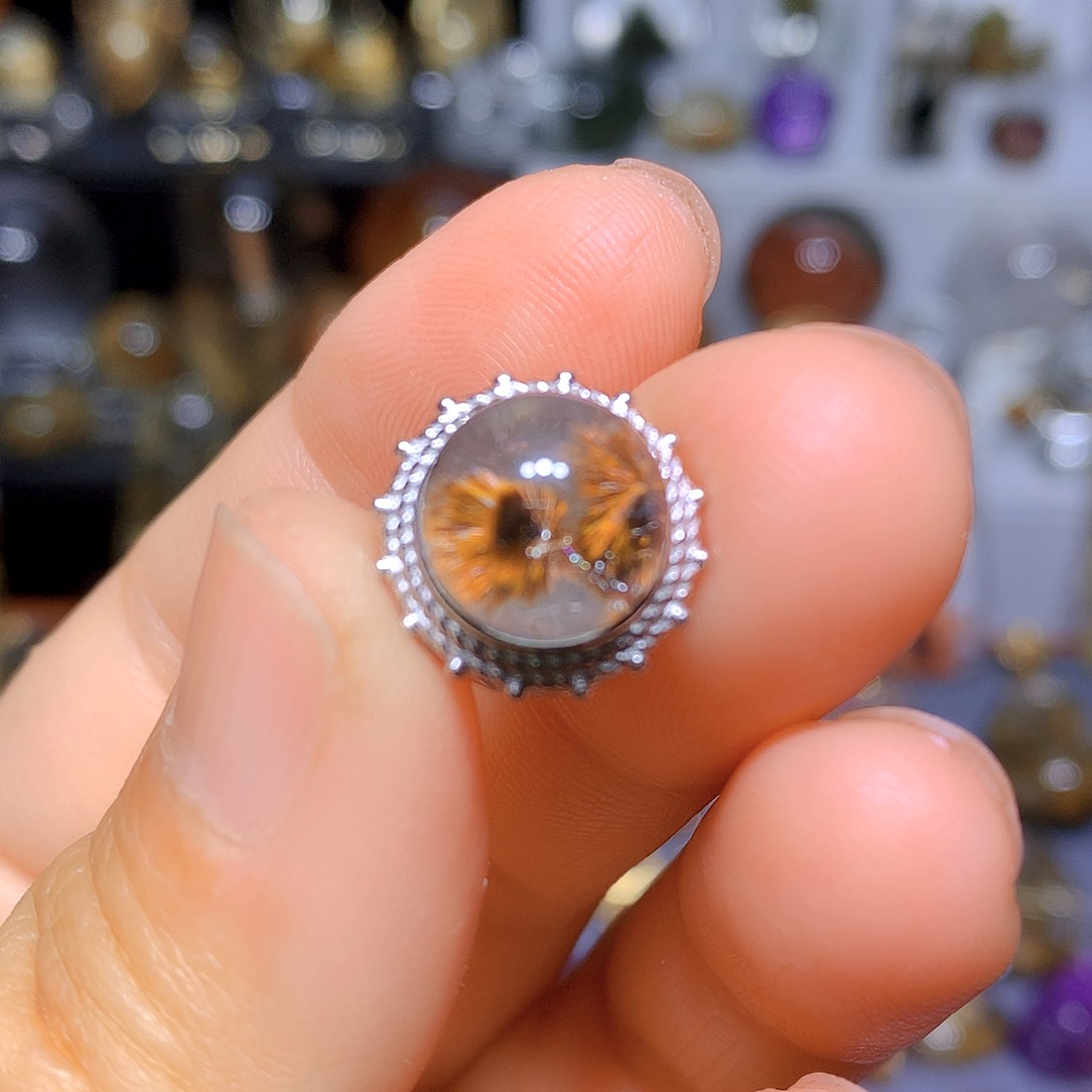 水晶吊坠银S925镶嵌天然水晶