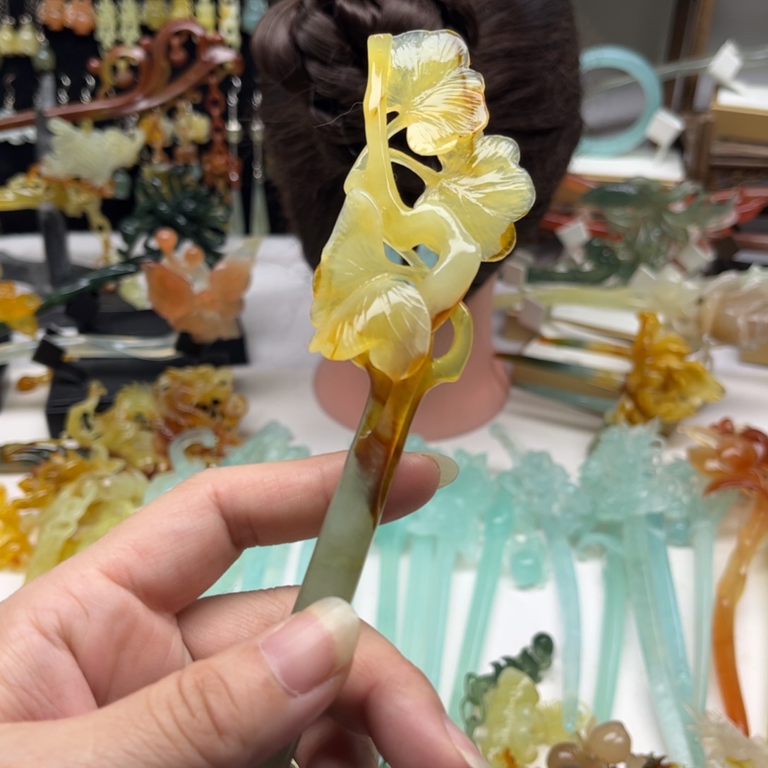 蛇纹石玉发饰合金