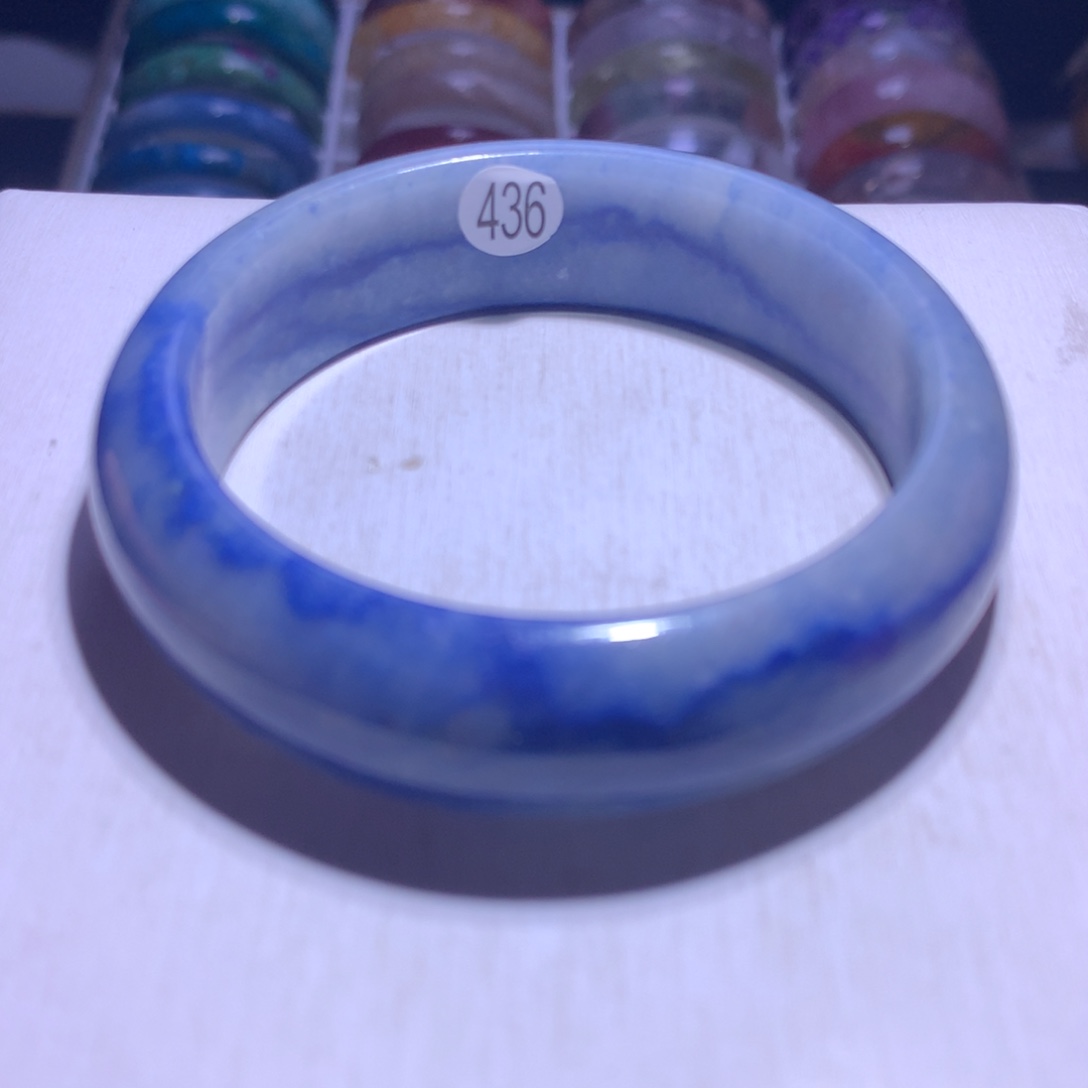 水晶银S925镶嵌手镯蓝线58.4圈436