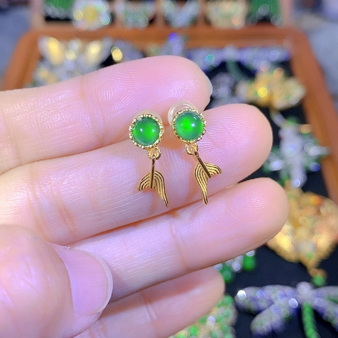 吊坠(不含链)银S925镶嵌翡翠