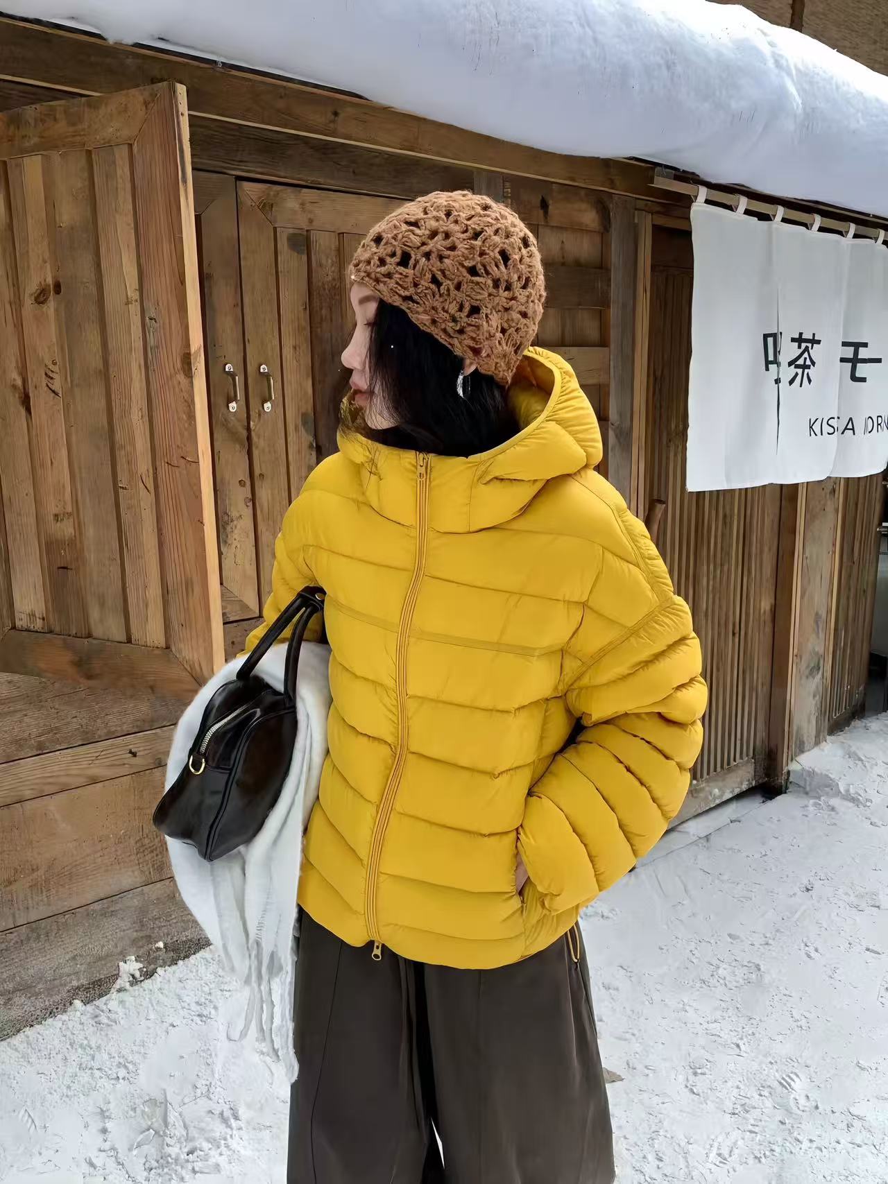 Y新国标白鸭绒排骨款连帽羽绒服女中长款2025冬装8618